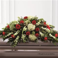 Mixed Casket Spray - Red and Green