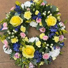 Lemon and blue garden wreath
