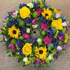 Vibrant sunflower wreath